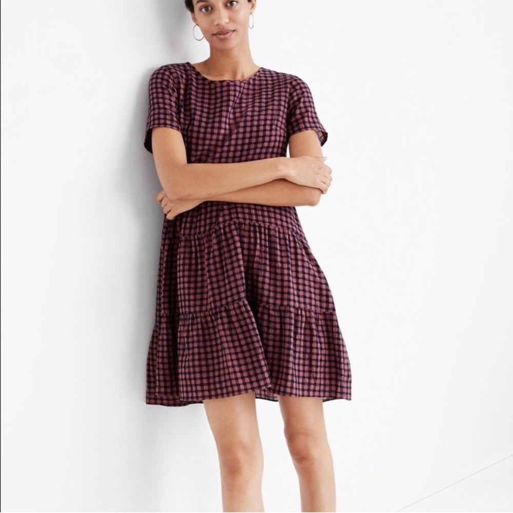 Madewell babydoll dress in gingham xs